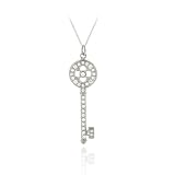 Sterling Silver Designer Inspired CZ Key Pendant