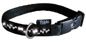 New Version: Small - Bone Visiglo Lighted Dog Collar 3/4