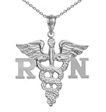 NursingPin - Registered Nurse RN Charm with Diamond on Necklace in Silver