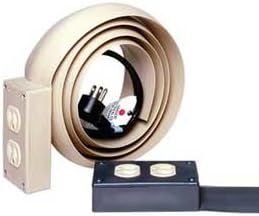 Geist, Electrical Power Extensions - Flat Power Cord Covers, Color: Black, Dimensions: Total Height - .41", Total Width - 2.47", Channel - .25"H x .438"W, Duct Length - 8', Total Length (Including 2 Foot Power Cord) - 10', Material: Flexible PVC, Qty: 1