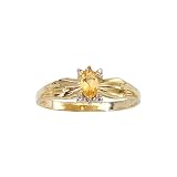 10K Yellow Gold 0.01 ct. Diamond and 5 x 3 MM Oval Shaped Citrine Ring