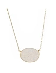 Jewelry: Halcyon Oval Necklace (White Geode and Gold Filled) - Olia Designs