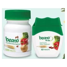 Beano Home & Away 2 - Combo Pack Food Enzyme Dietary Supplement - 120 Tablets & 12 Tablet Portable Pack (Total of 264 Tablets)