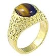 Men's Solitaire Smoky Quartz Genuine Nature Stone Tiger Eye Ring, Size: 8-13