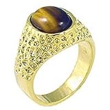 Men's Solitaire Smoky Quartz Genuine Nature Stone Tiger Eye Ring, Size: 8-13