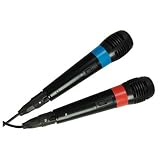 Pega - Micro karaoke boogle pour Nintendo Wii - Lot de 2 microphones, Compatible PS3, PS2, XBOX360, Wii - Noir