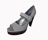 Calvin Klein Women's Kaycie Leather Platform Mary Jane Pump (8, White)