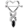 Black Gem Marquise Heart Nipple Shield