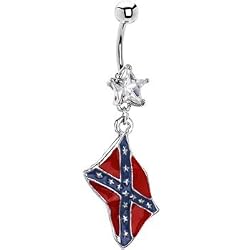 Rebel Flag Dangle Belly Ring