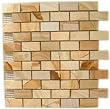 4x4 Sample of Brick Pattern Teakwood Marble 1" X 2" Polished Mosaic Tiles