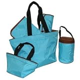 5-Piece Tote Set Light Teal/Chocolate