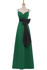 Spaghetti Strap  Satin Bridesmaid Dress/Wedding Dress  With a Bow(s) and a Sash 