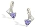 14K White Gold Genuine Trillion Tanzanite and Diamond Ribbon Earrings