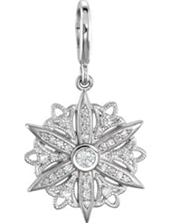 Jewelplus Vintage-Inspired Dangle Charm Sterling Silver Complete With Stones