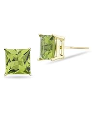 3.40 Cts Peridot Stud Earrings (Screw Backs) in 14K Yellow Gold-Screw Backs