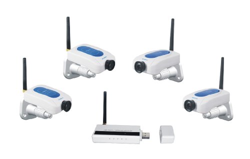LYD W213ED4 2.4GHz Digital Wireless Security with 4 Digital Cameras, Motion Detection and Alarms