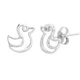 Sterling Silver Children's Duck Button Earrings