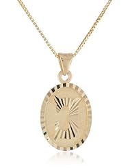 14k Yellow Gold Oval Initial Pendant Necklace, 18"
