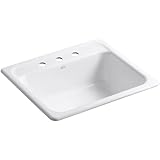 KOHLER K-5964-3-0 Mayfield Self-Rimming Kitchen Sink, White