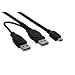 USB Mini-Y-Kabel, 2x Stecker A an Mini-B Stecker 5pol,, 1,0m