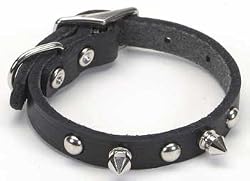 Leather Spike Collar Black 3/8x14