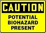 CAUTION POTENTIAL BIOHAZARD PRESENT 10 x 14 Plastic Sign