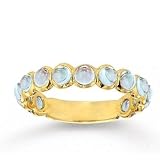 14k Yellow Gold Bezel Cabochon Moonstone Stackable Ring