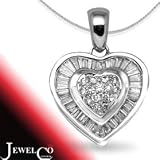 Jewelco London 18 Carat White Gold 78pts Diamond Heart Pendant