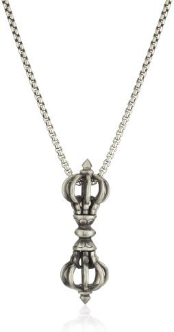 Devon Leigh "Ethnic and Tribal" Men's Oxidized Silver Double Crown Pendant Necklace