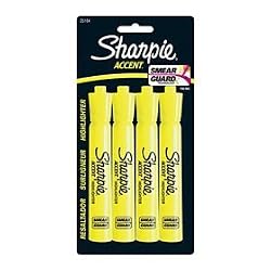 Sharpie Accent Yellow Marker 4 Tank-Style Highlighters 1-Card