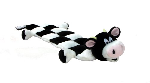 Stuffed Dog Toy:Kyjen Plush Puppies Squeaker Mat Long Body Cow Dog Toy with 16 Squeakers