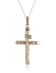 Duragold 14k Yellow Gold Tube Crucifix Pendant Necklace, 18"