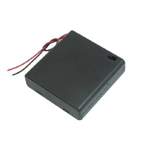 Plastic On/Off Switch 4 x 1.5V AA Battery Case Holder w Cap Black