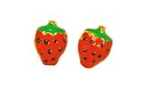 14 Kt Gold Enamel Strawberry Children's Earrings