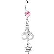 Pink Gem Sheriff Badge Handcuff Belly Ring
