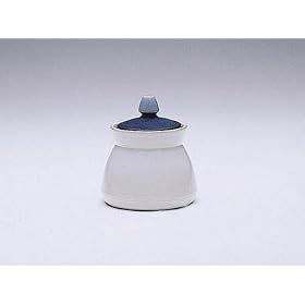 Denby Blue Jetty Covered Sugar Bowl, Cornflower White Navy by Denby