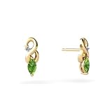 14K Yellow Gold Genuine Marquise Peridot Earrings