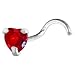 Sterling Silver 925 Light Siam CZ Heart Nose Ring