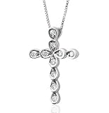 10k White Gold Cross Diamond Pendant Necklace (HI, I, 0.10 carat)