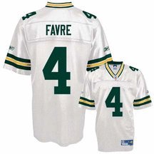 Brett Favre Green Bay Packers Premier White Jersey with #4 from Reebok