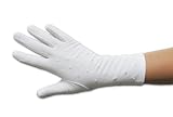 Sale Matte Finish Stretch Cotton 4-Button Length Gloves with All-Over Beads on Back