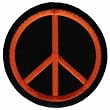 Peace Sign Embroidered Patch Anti-War Hippie Iron-On Symbol Orange