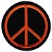Peace Sign Embroidered Patch Anti-War Hippie Iron-On Symbol Orange