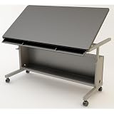 Art Table 48 x 30 -Gray Frame, Black Surface