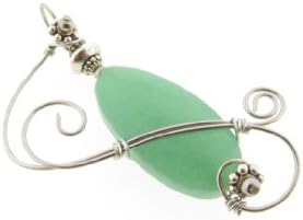 Handcrafted Wire Wrapped Green Aventurine Pendant Decorated with Stainless Steel Wire