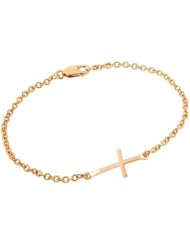 14K Pink Rose Gold High Polish Sideways Cross Rolo Link Bracelet - 7" inches