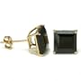 .3CT 3mm 14K Yellow Gold Princess Black Onyx Gemstone Stud Earrings