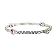 925 Silver, Amethyst, Blue Topaz, Peridot & Citrine Square Stone Stackable Bangle with 18k Gold Accents- 8 IN