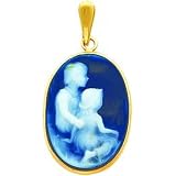 14K Gold Agate Family Siblings Cameo Pendant Jewelry