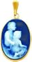 14K Gold Agate Family Siblings Cameo Pendant Jewelry